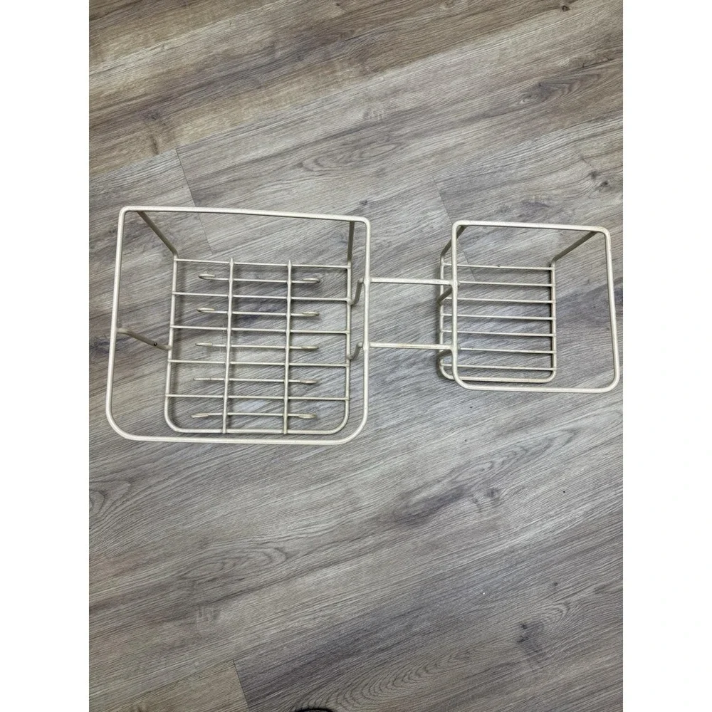 Vtg RUBBERMAID Coated Wire Dish Organizer Cup/Mug Rack Plate/Bowl Holder Ivory